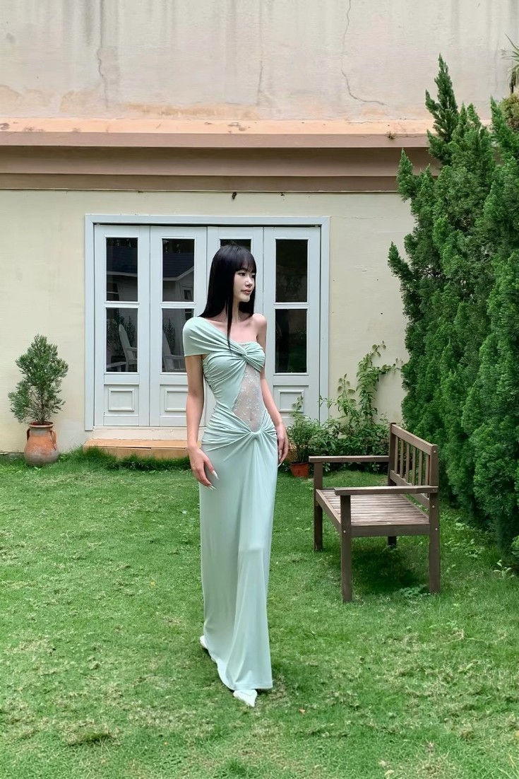 Mint Goddess Mesh Gown