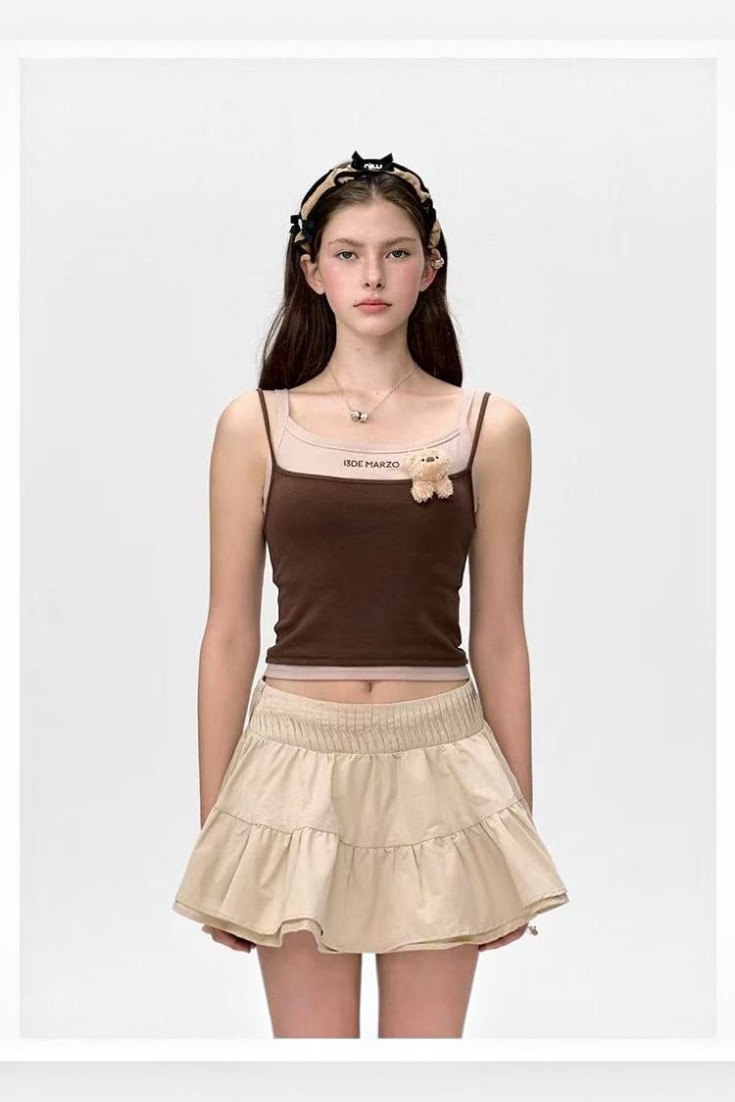 Layered Splice Strap Cropped Tank Top