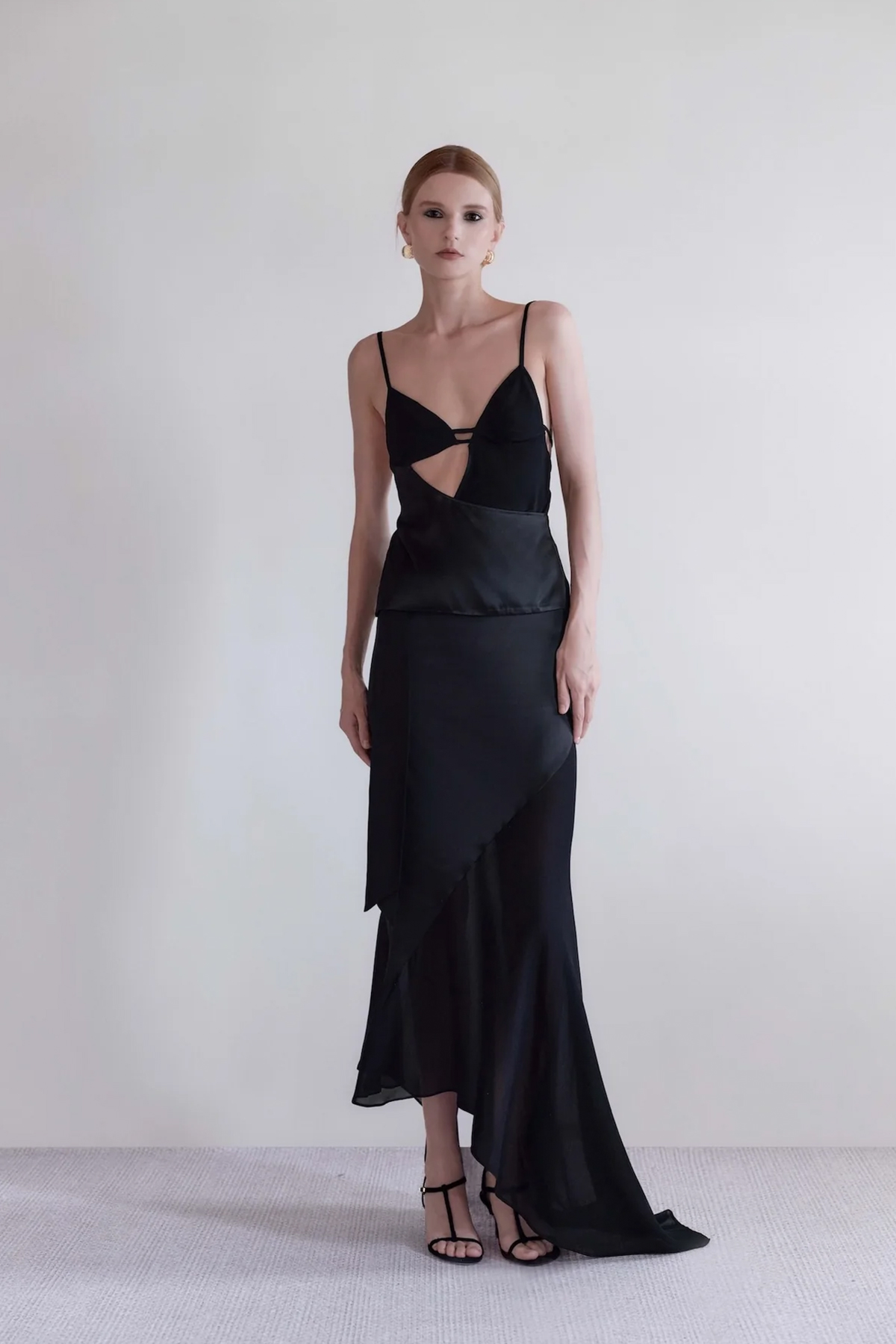 Lume Satin Paneled Skirt