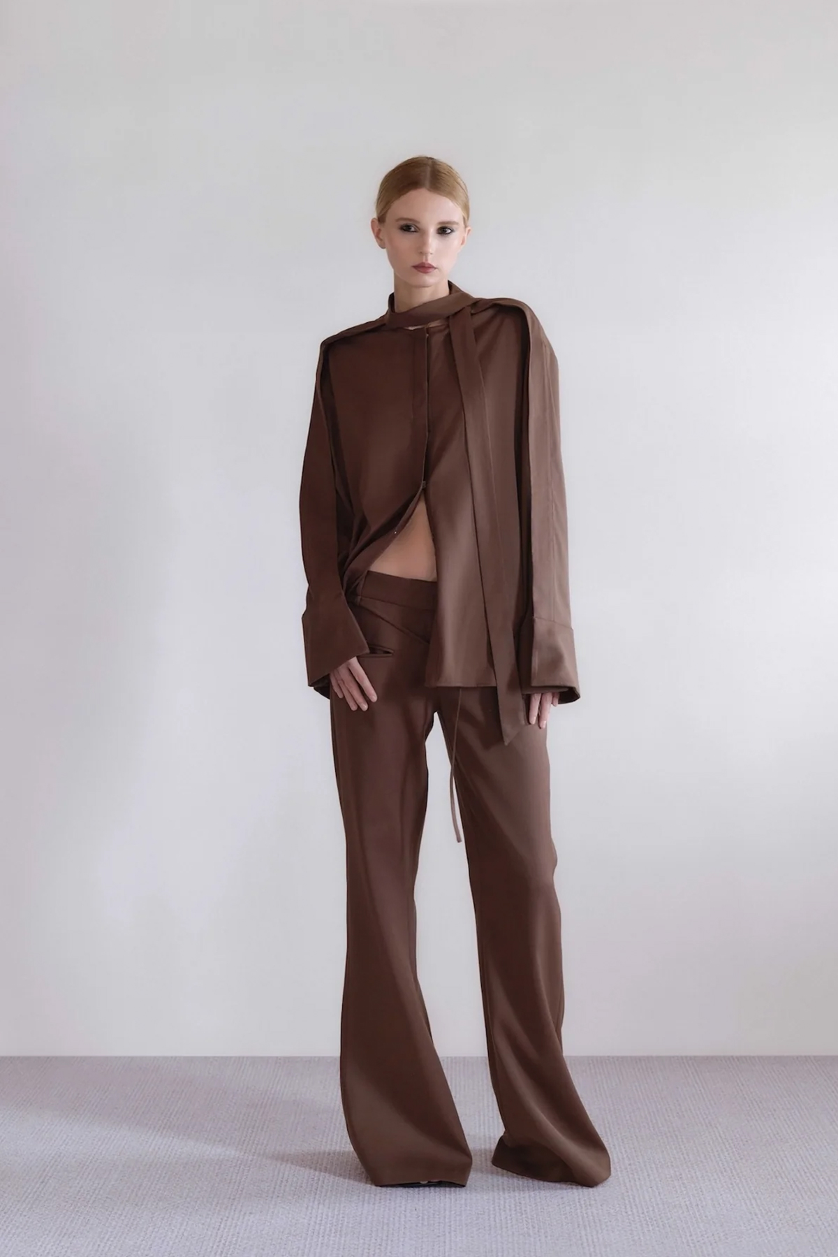 Kline Open Sleeve Shirt-Brown