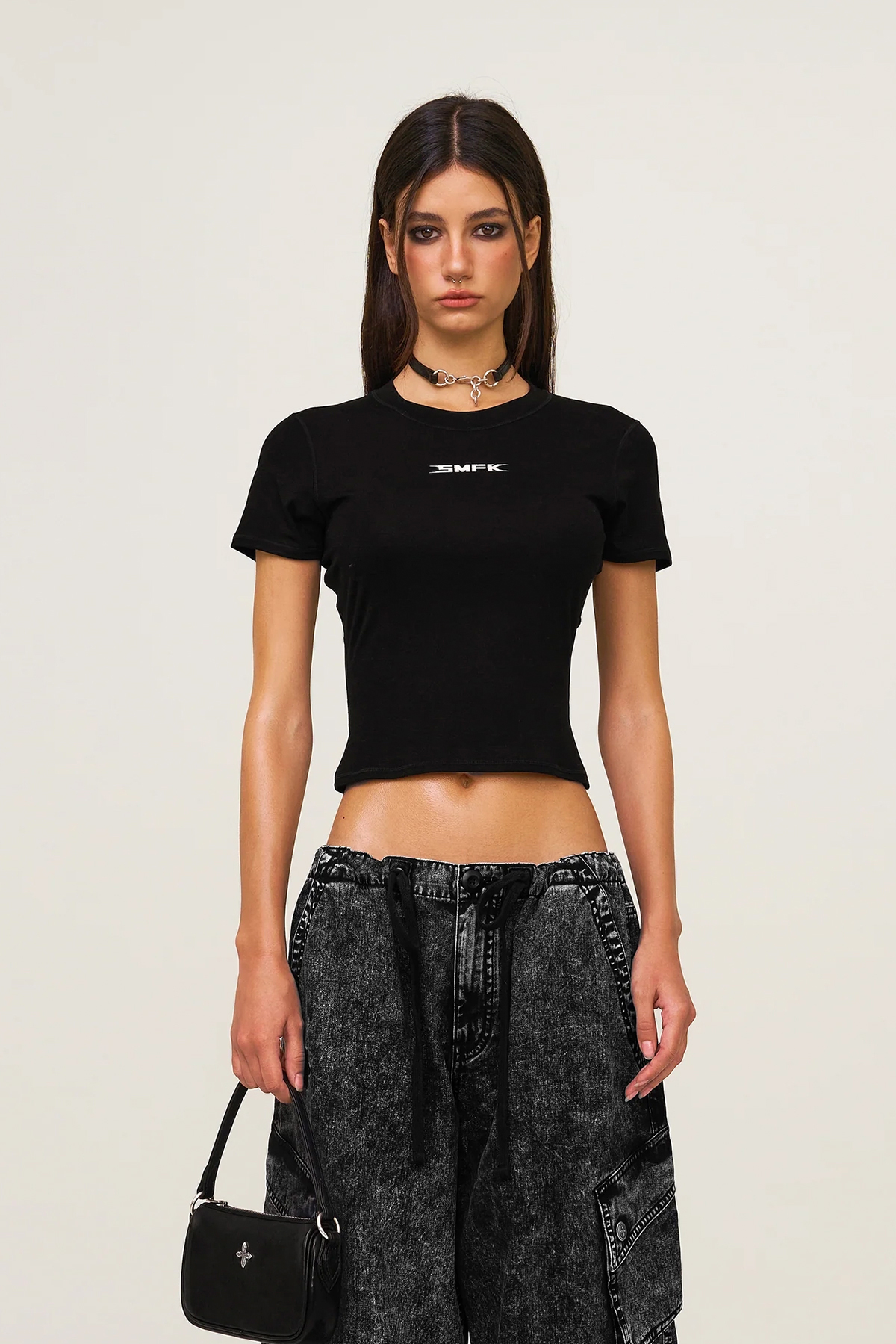 SMFK Ripple Waist-Cinching Sports Tee - Wild Black