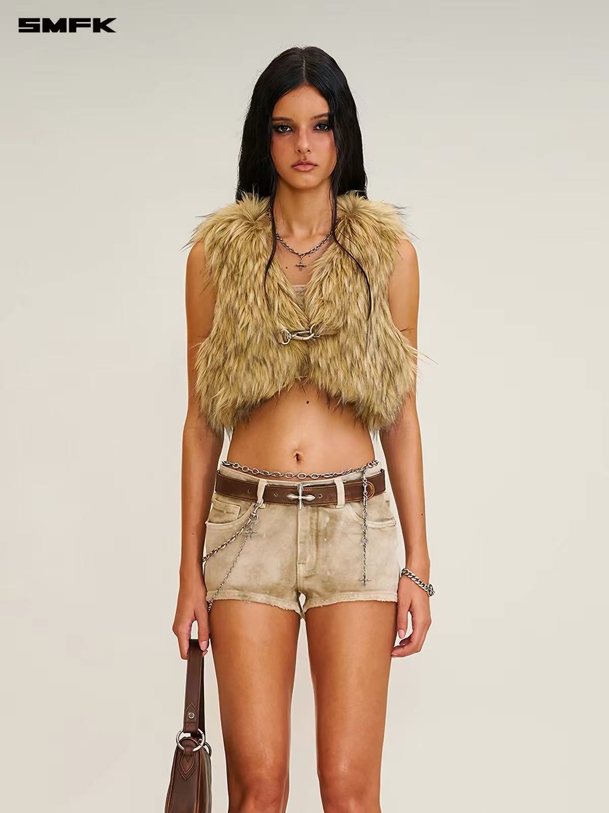 SMFK Cross Prairie Faux Fur Oversized Vest